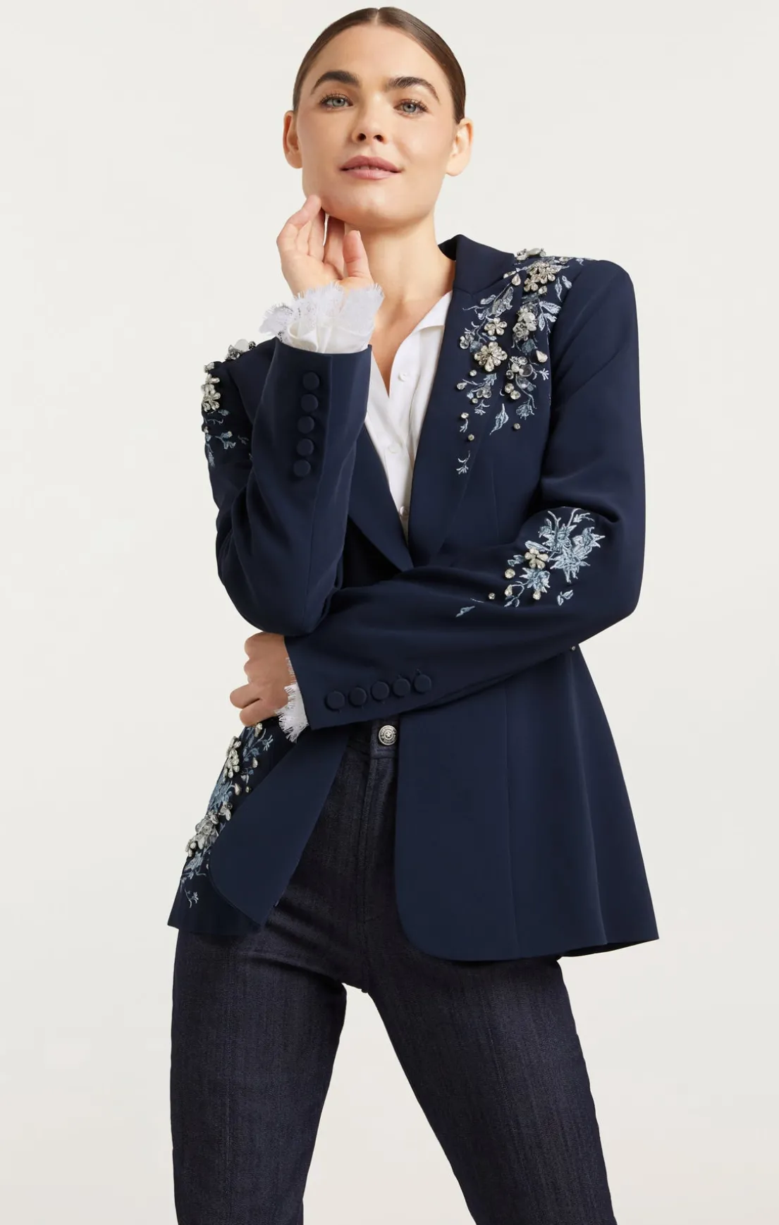 Coastal Floral Embellished Cheyenne Blazer