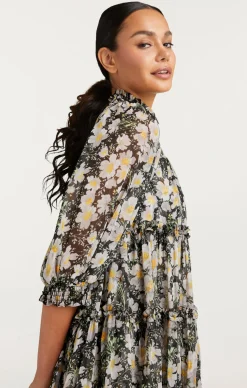 Cosmo Flowers Olive Dress