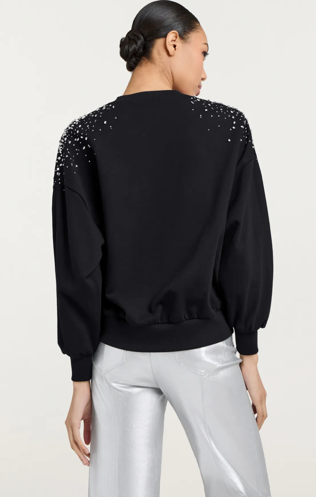 Crackle Rhinestone Embellished Brandy Pullover
