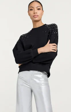 Crackle Rhinestone Embellished Brandy Pullover