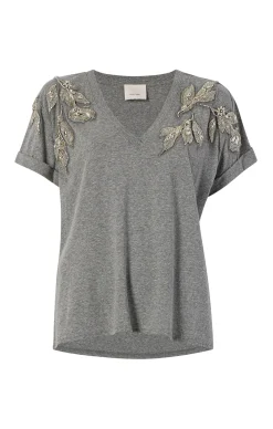 Crystal Floral Vneck Bree Tee