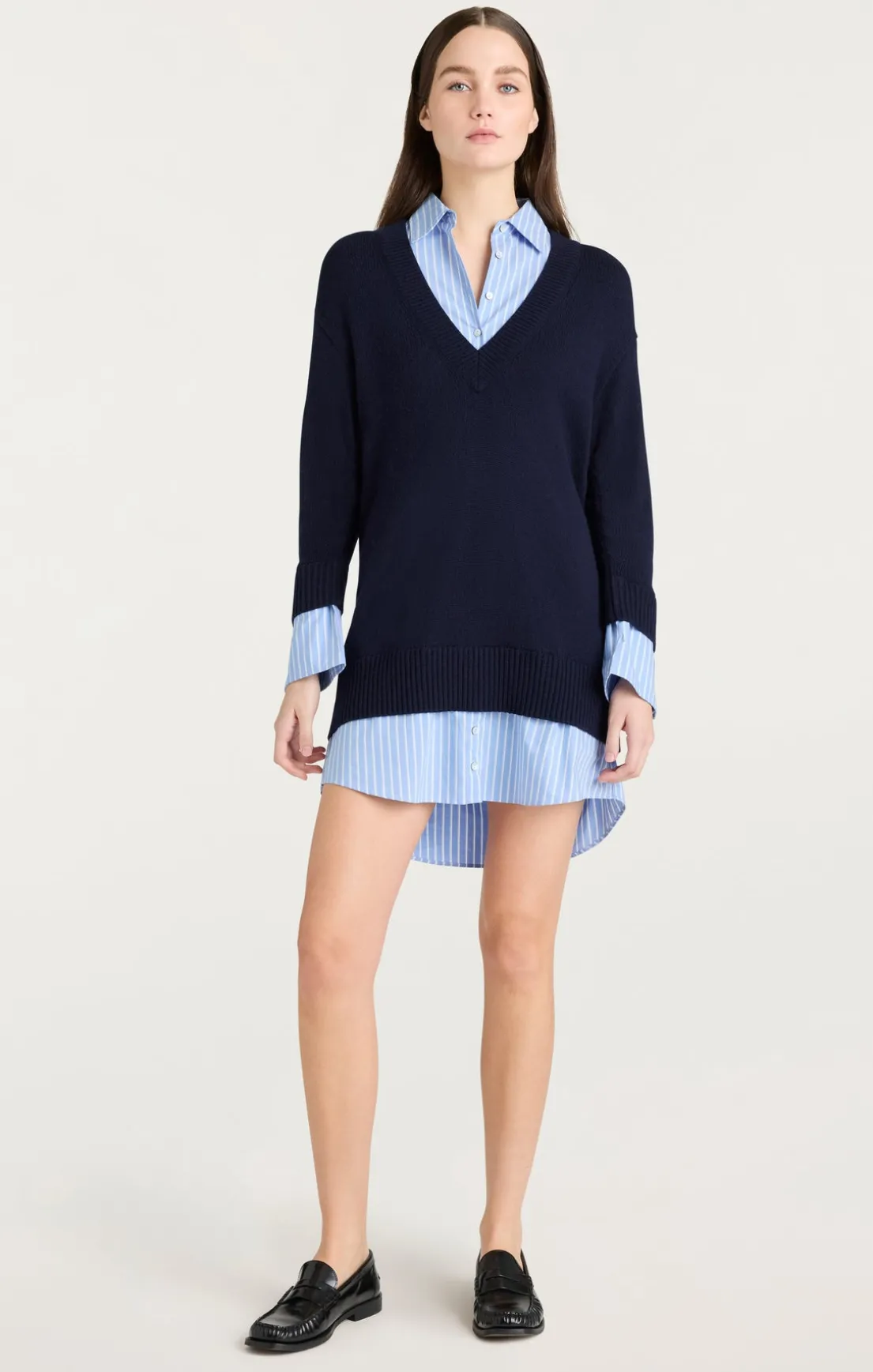 Deep V Remie Stripe Santina Dress