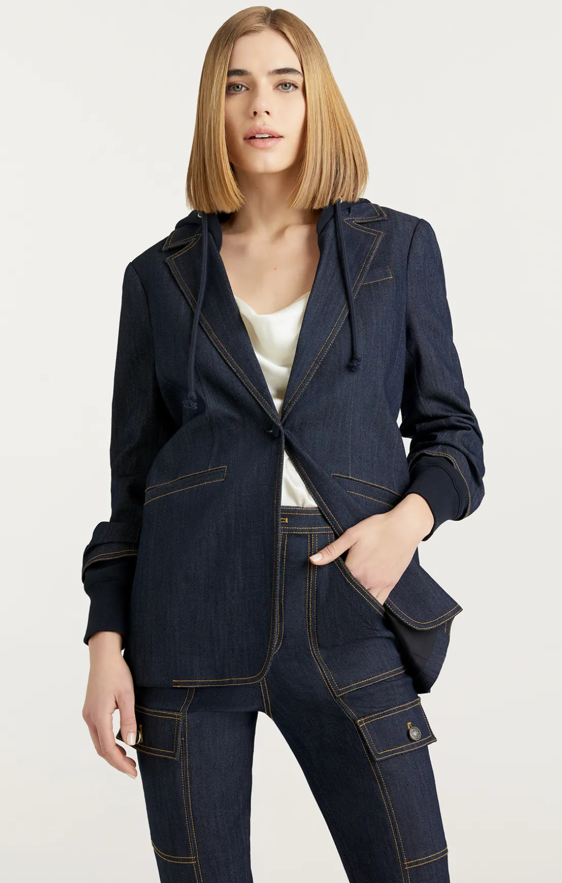 Denim Hooded Khloe Blazer