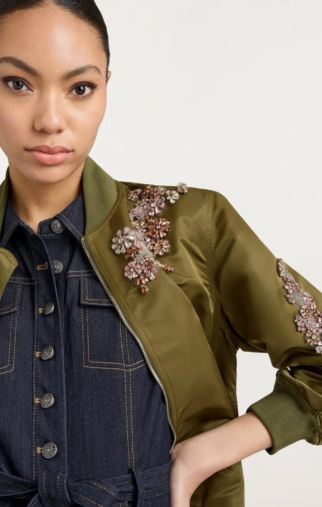 Diamond Daisies Embellished Talulla Bomber