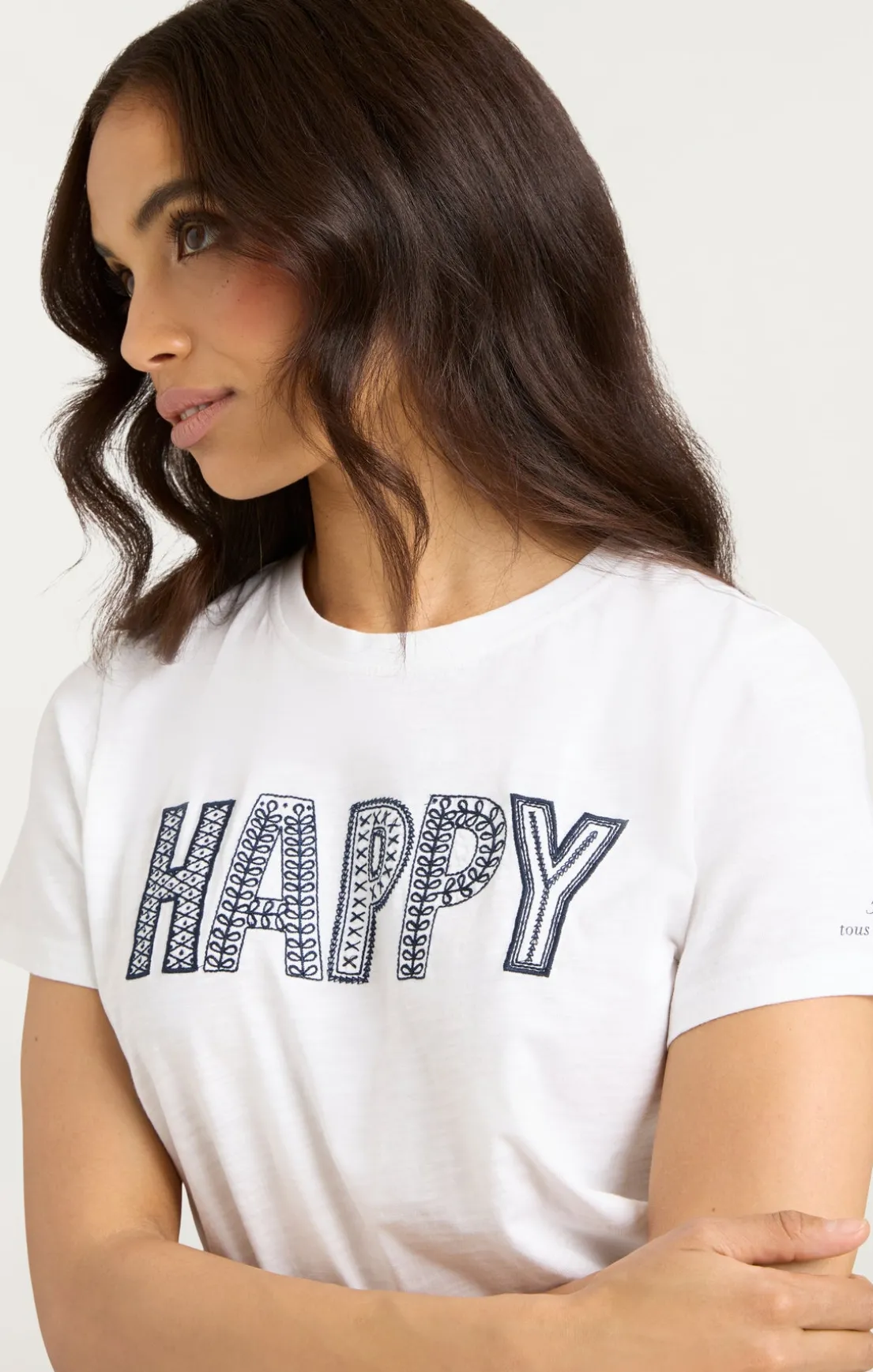 Embroidered Happy Tee