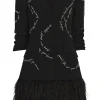 Feather And Script Embellished Joel Dress