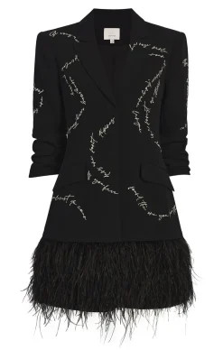 Feather And Script Embellished Joel Dress
