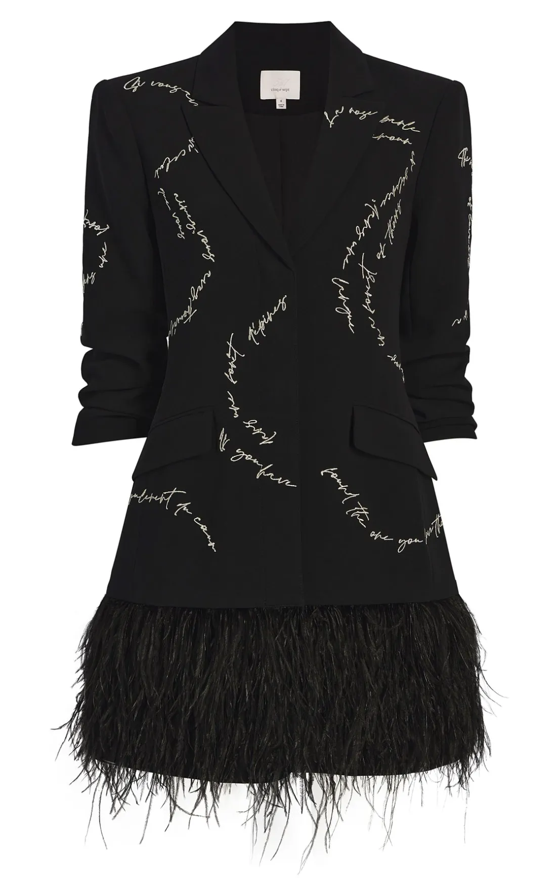 Feather And Script Embellished Joel Dress