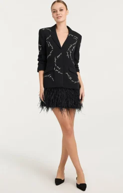 Feather And Script Embellished Joel Dress
