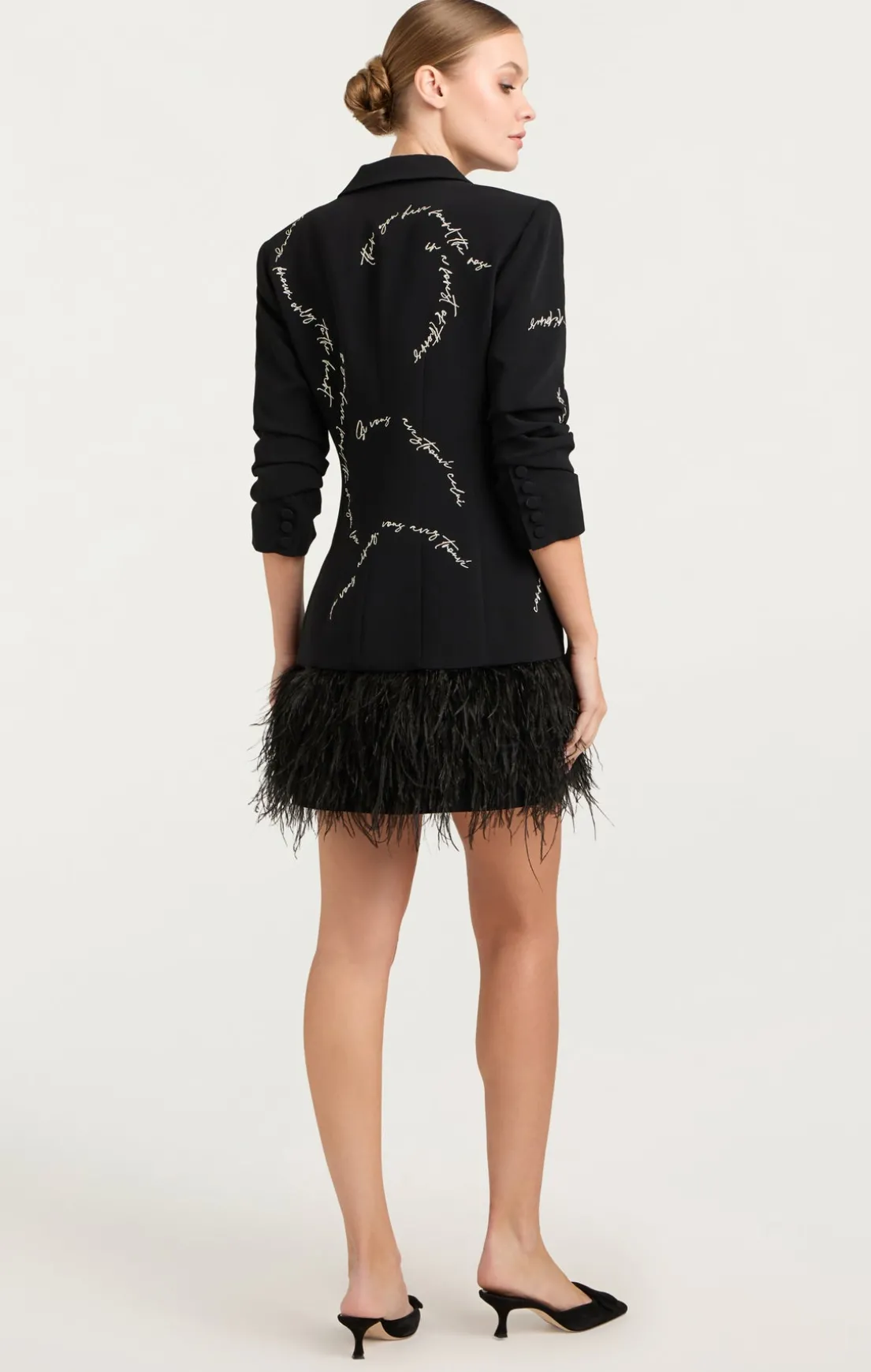 Feather And Script Embellished Joel Dress