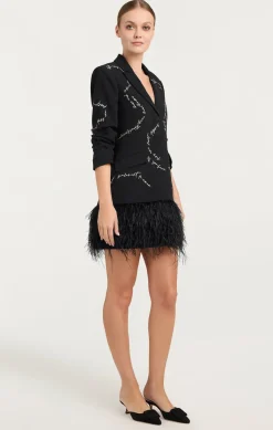 Feather And Script Embellished Joel Dress