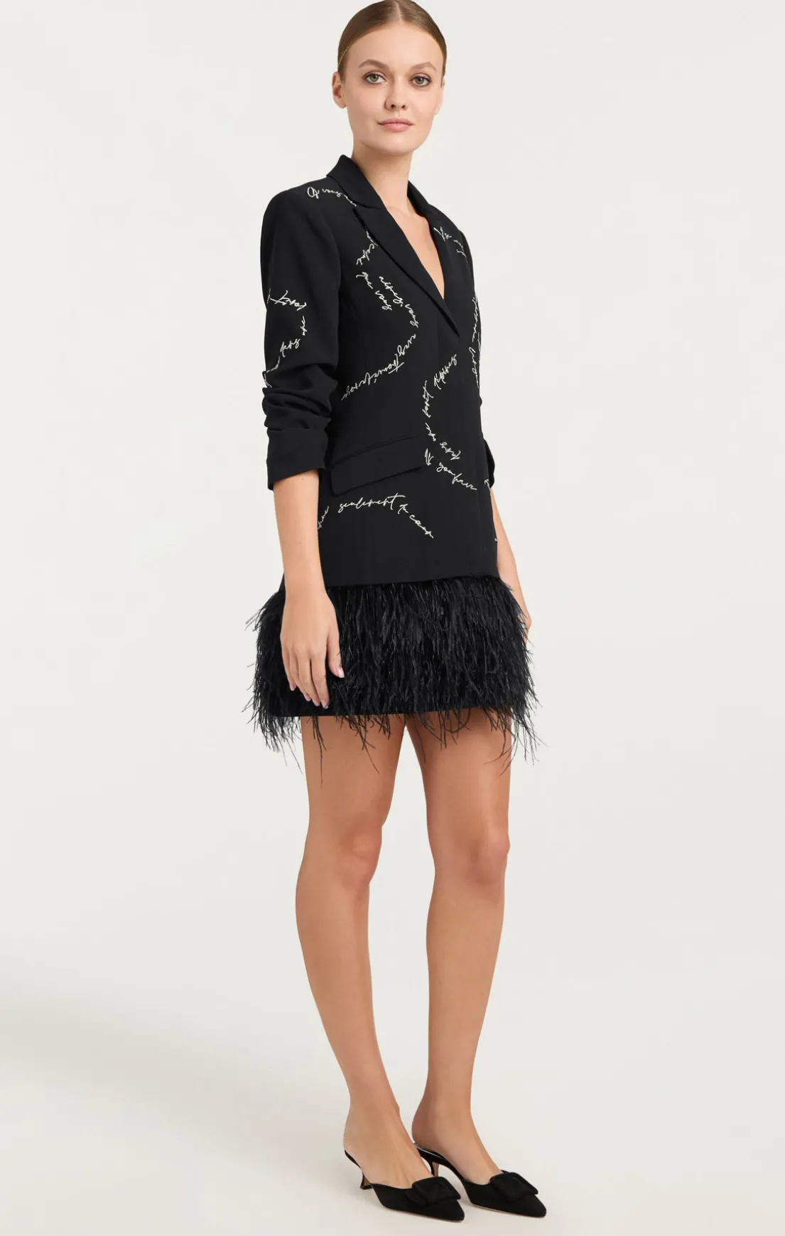 Feather And Script Embellished Joel Dress