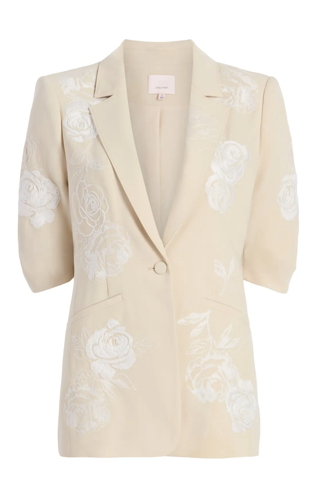 Floating Roses Embellished Short Sleeve Khloe Blazer