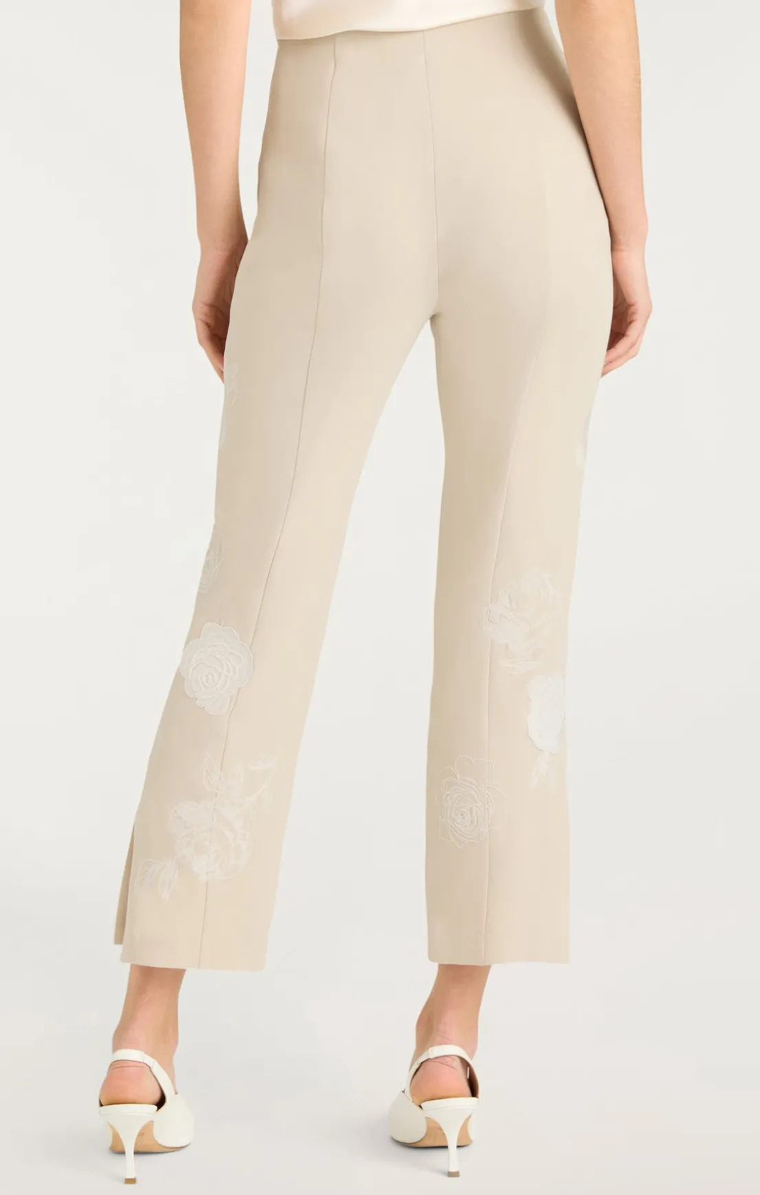 Floating Roses Embellished Cropped Brianne Pant