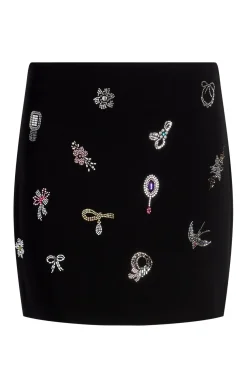 Heatset Brooches Embellished Doris Skirt
