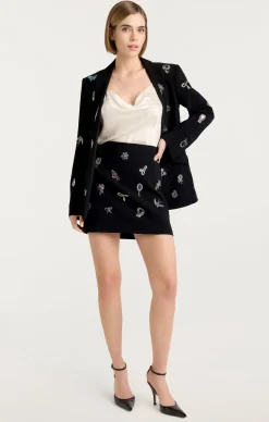 Heatset Brooches Embellished Doris Skirt