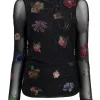Heatset Pansy Garden Mesh Turtleneck