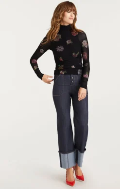 Heatset Pansy Garden Mesh Turtleneck