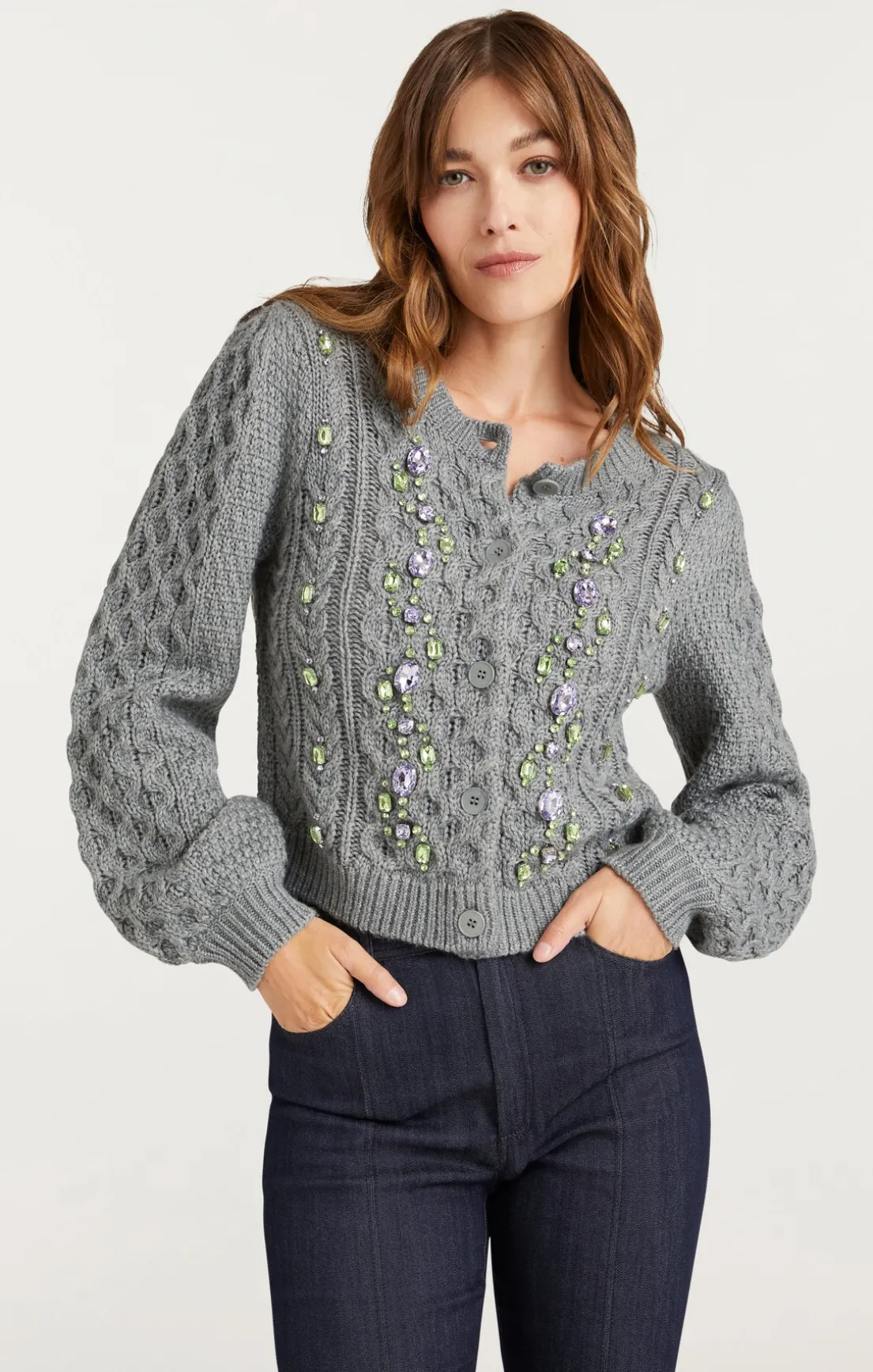 Joelle Embellished Cable Cardigan