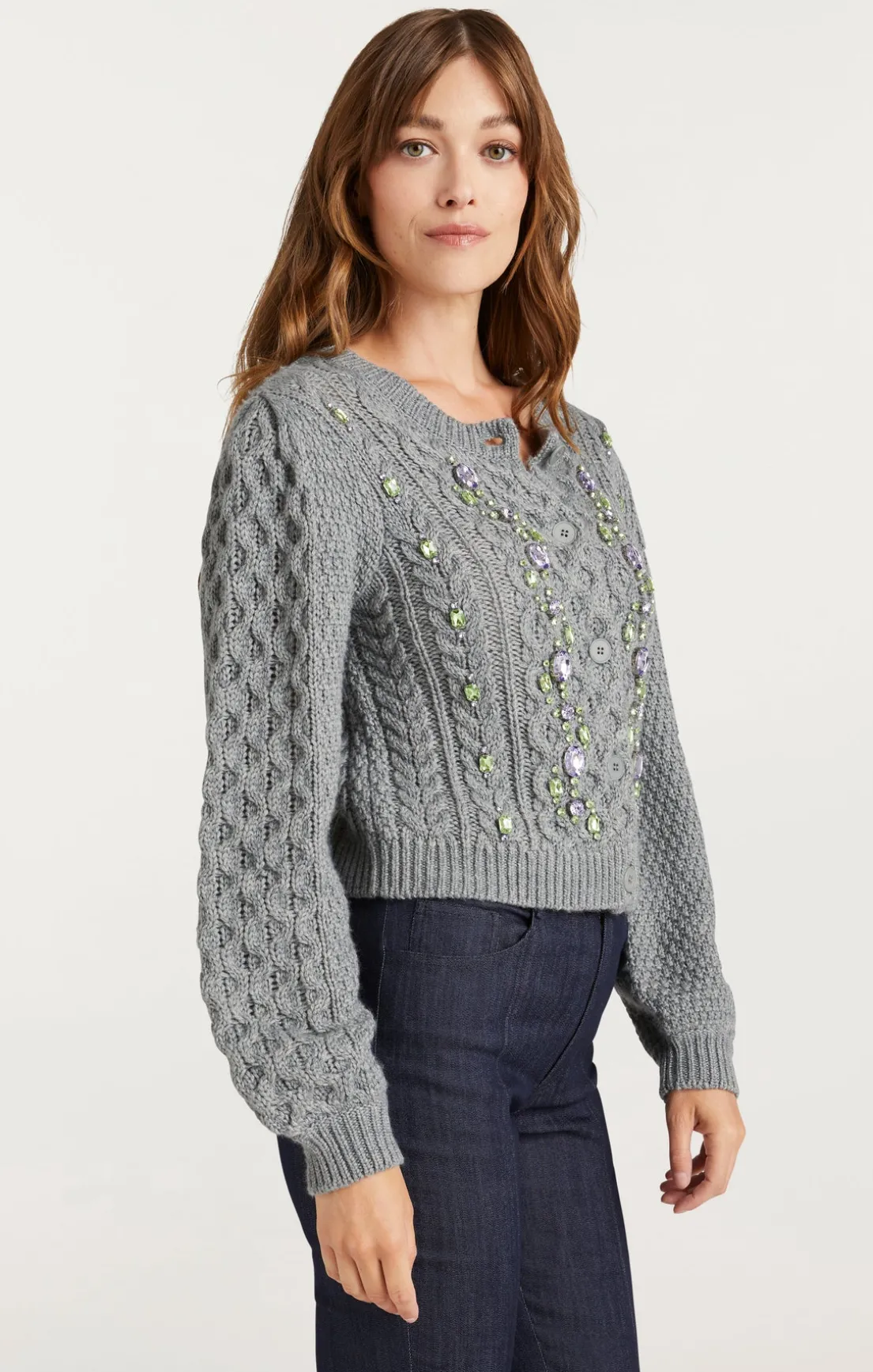 Joelle Embellished Cable Cardigan