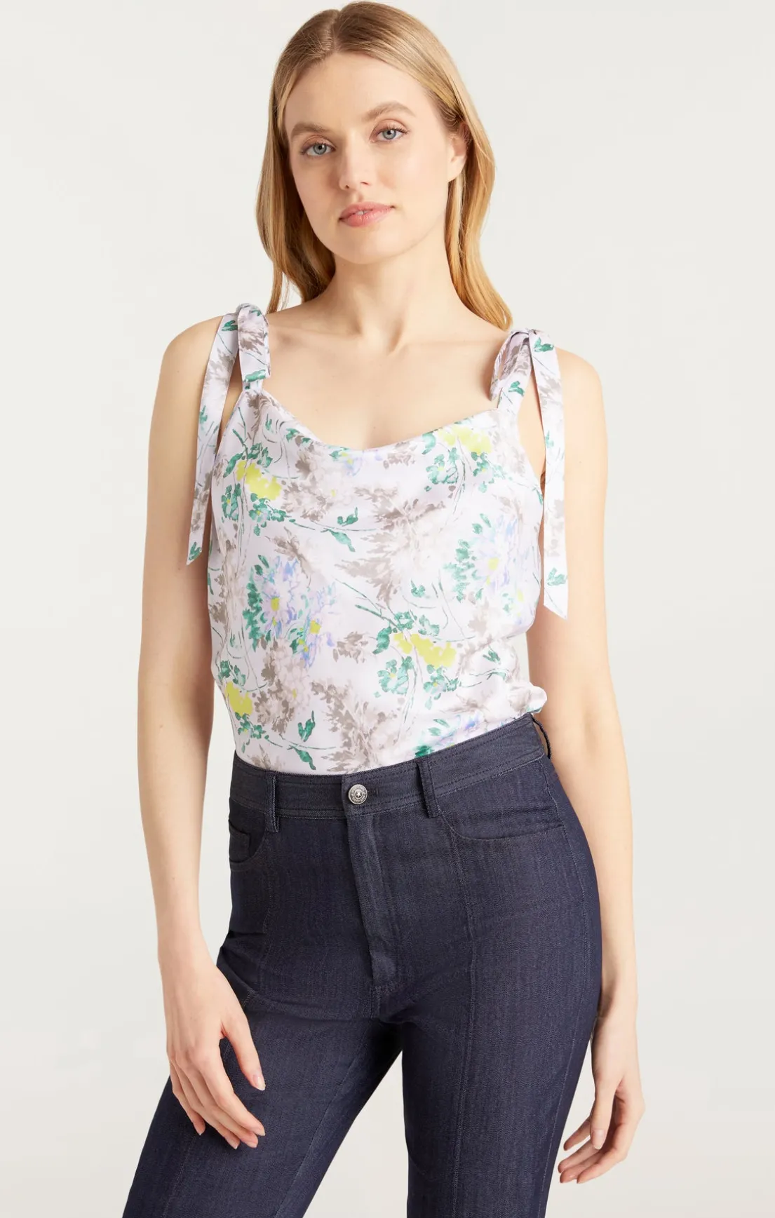 Light Washed Floral Tied Marta Cami