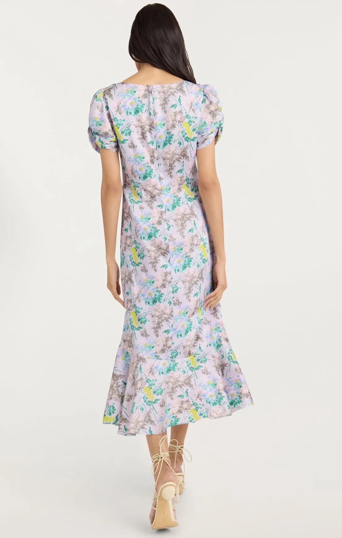 Light Washed Floral Walker Dress