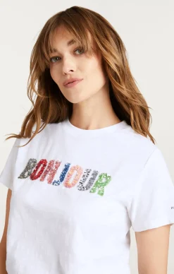 Pailette Applique Bonjour Tee