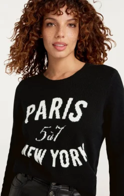Paris New York Graphic Crewneck Pullover