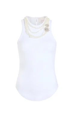 Pearl Chain Embellished Lizzie Tank