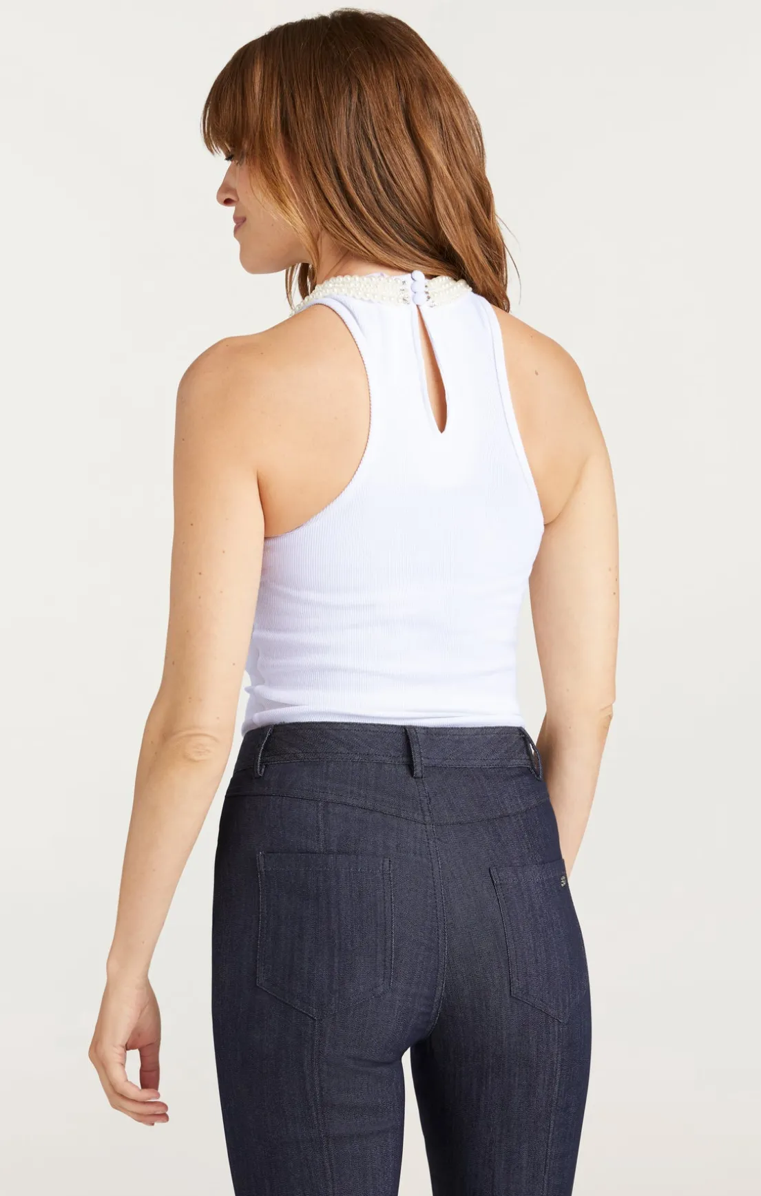 Pearl Chain Embellished Lizzie Tank