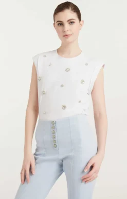 Pearl Ditsy Flower Embellished Bella Tee