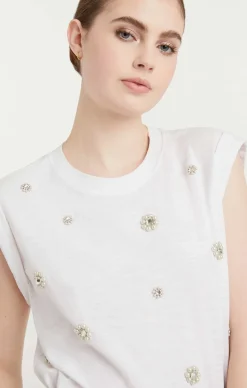 Pearl Ditsy Flower Embellished Bella Tee