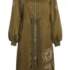 Peony Embroidered Long Pauline Coat