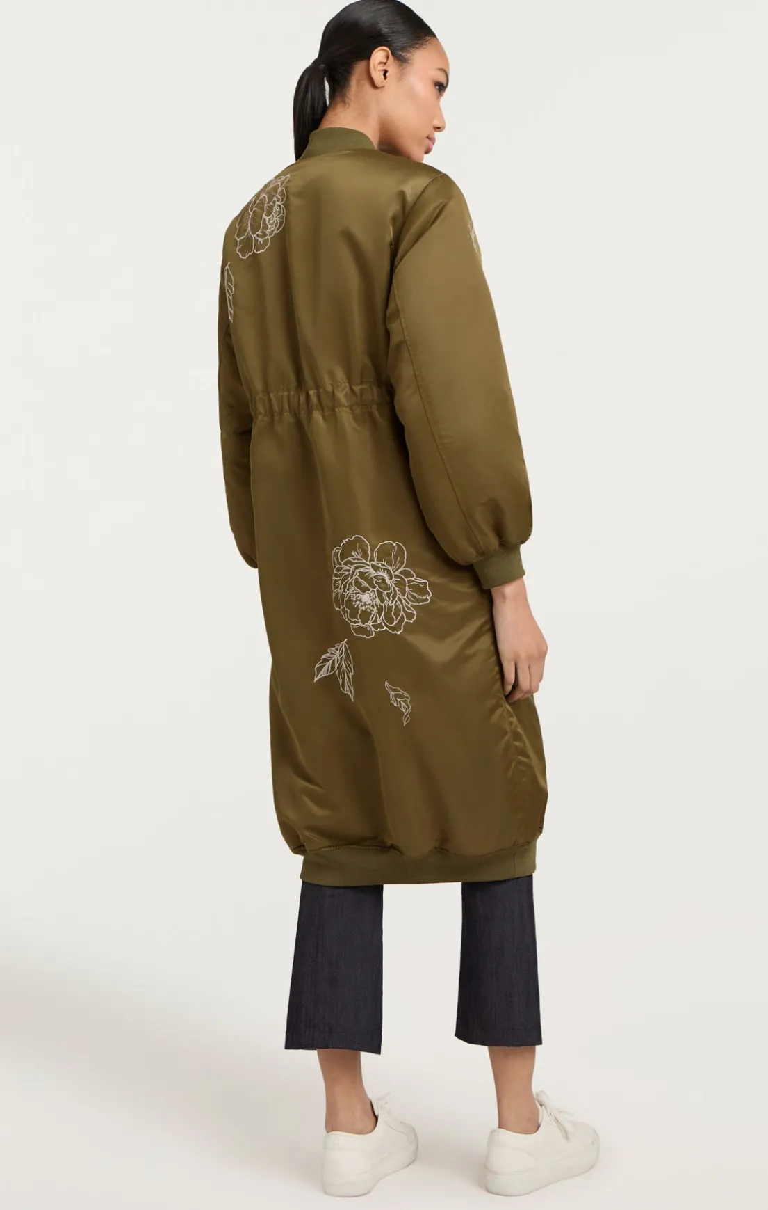 Peony Embroidered Long Pauline Coat