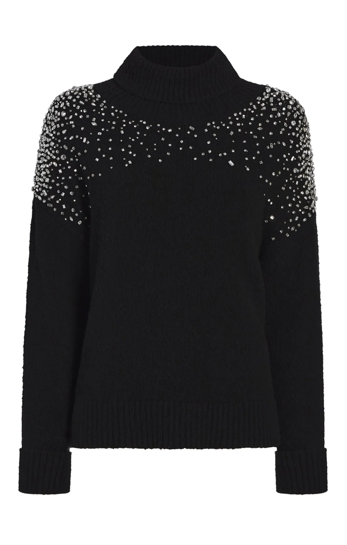 Rhinestone Crackle Embellished Alani Turtleneck