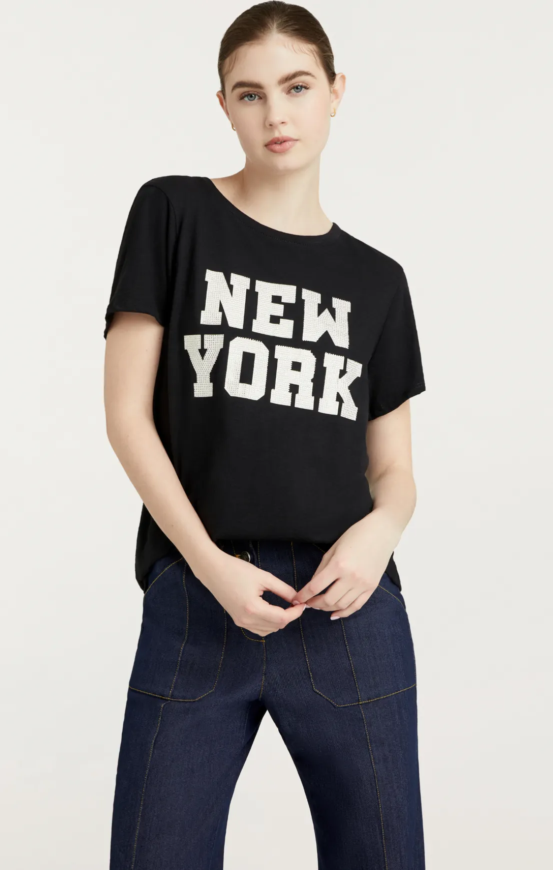 Rhinestone Paris New York Tee