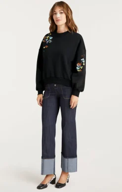 Sequin Flower Embellished Brandy Pullover