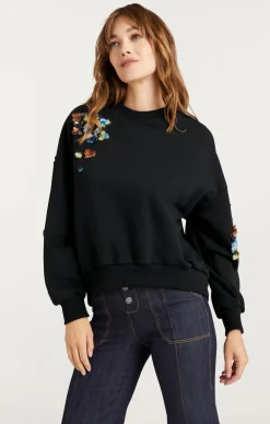 Sequin Flower Embellished Brandy Pullover