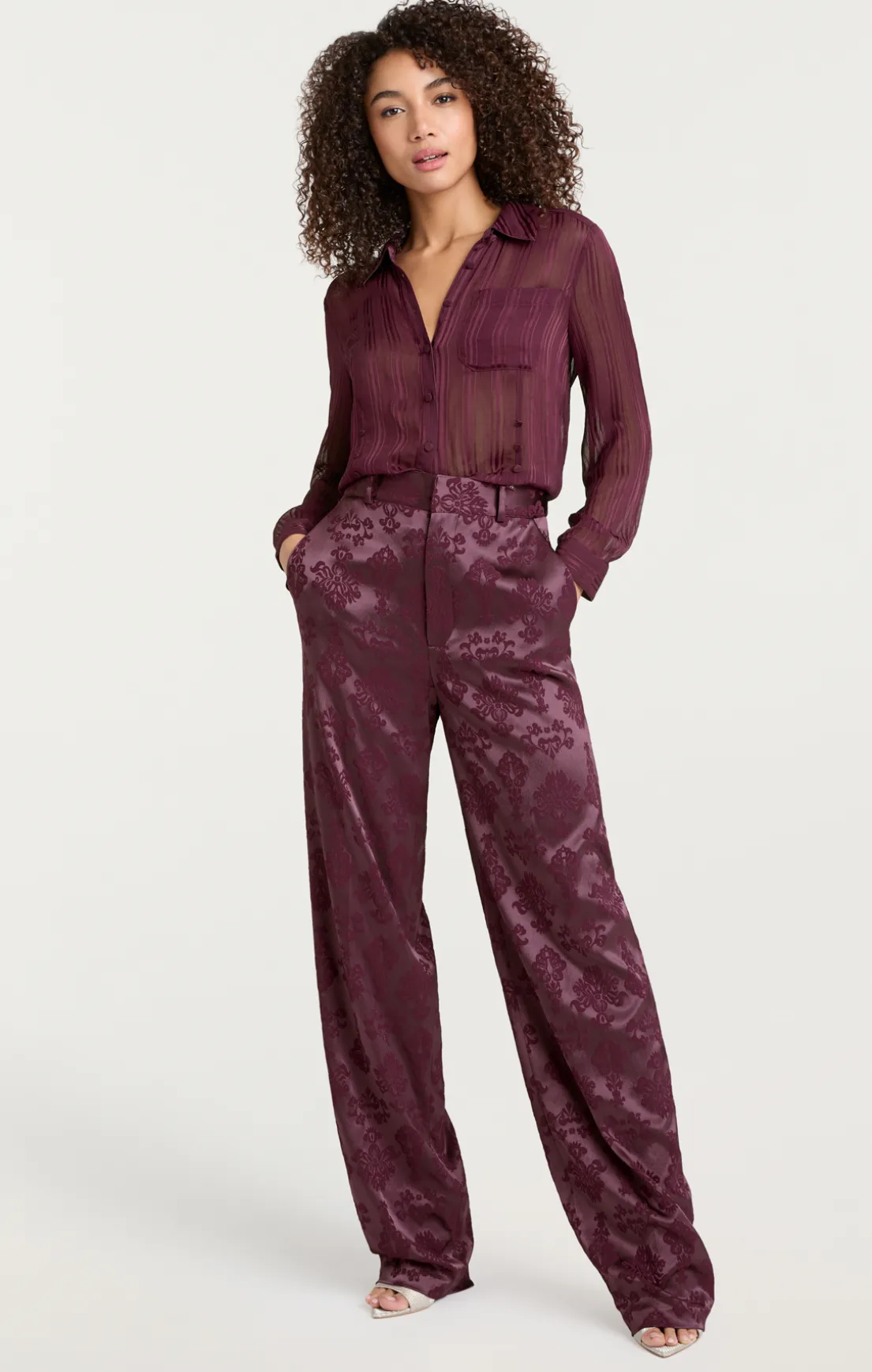 Sheer Stripe Shirred Kandice Top