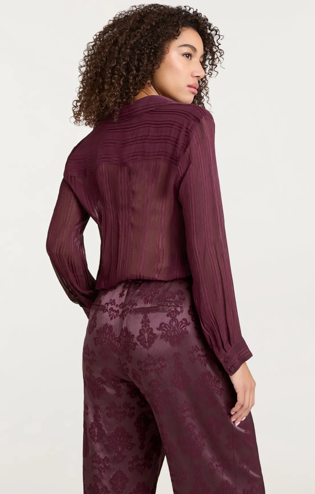 Sheer Stripe Shirred Kandice Top