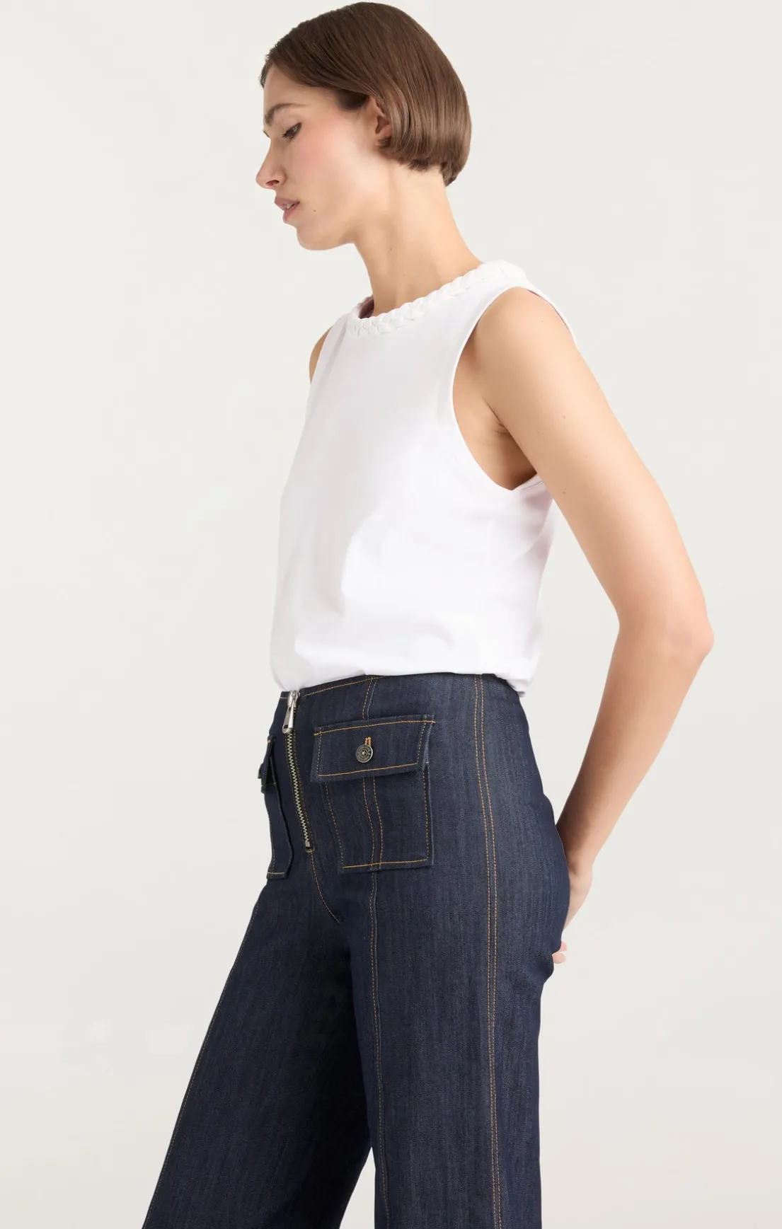 Sleeveless Braided Tee