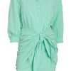 Striped Seersucker Three Quarter Sleeve Gaby Dress