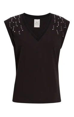 Teardrop Crystal Embellished V-Neck Bella Tee
