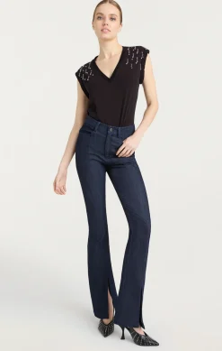 Teardrop Crystal Embellished V-Neck Bella Tee