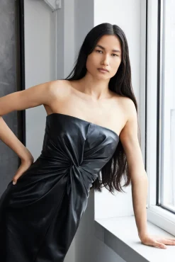 Vegan Leather Strapless Mckenna Dress