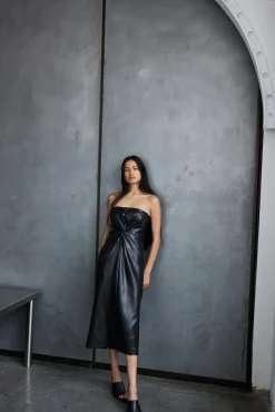 Vegan Leather Strapless Mckenna Dress