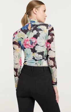 Wildwood Flower Shirred Mesh Turtleneck